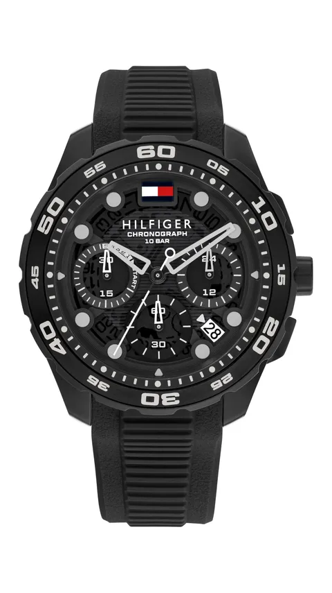 Tommy Hilfiger Orologio Cronografo al Quarzo con Calendario da Uomo con Cinturino in