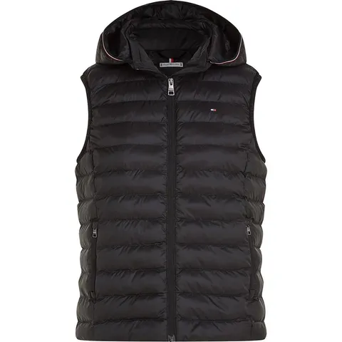 Tommy Hilfiger Donna Gilet Padded Global Stripe Vest con Cappuccio, Nero (Black), XXL