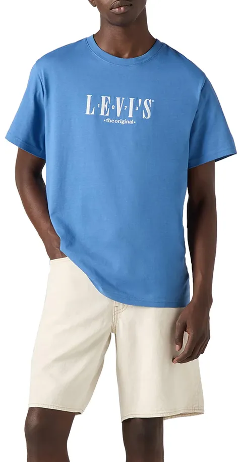 Levi's SS Relaxed Fit Tee, T-Shirt Uomo, Serif Logo Dutch Blu, L