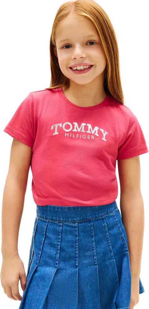 Tommy Hilfiger Tommy Foil Tee SS KG0KG08974 S/S T-Shirt, Rosso (Vintage Ciliegia), 14 Anni, Rosso (Ciliegia Vintage), 14 Anni