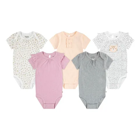 Huggies 5-Pack Elevated Bodysuit, Bimba 0-24, Rosa Cameo, 3 mesi