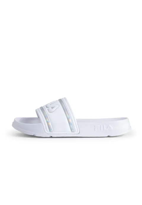 Fila Morro Bay Logo Slipper Wmn, Sandali scorrevoli Donna, Bianco Iridescente, 38 EU