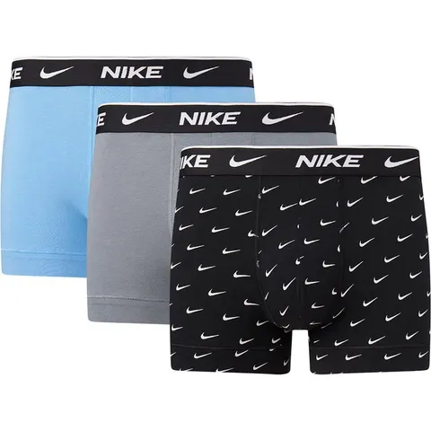 Nike Trunk, Boxer Corti Uomo, Swoosh Print/Grey/Uni. Blue, XS Corto