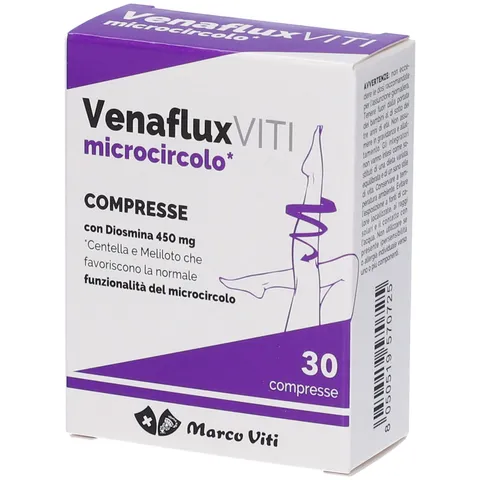 Venaflux Viti - Compresse, Integratore per la Circolazione, con Diosmina, Allevia i