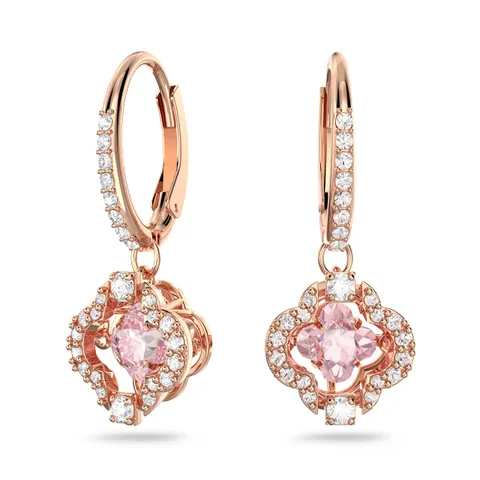 Swarovski Orecchini pendenti Una, Quadrifoglio, Rosa, Placcato color oro rosa