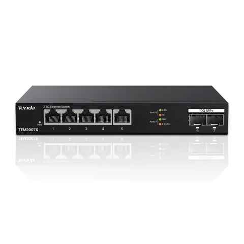 Tenda Switch Ethernet 2.5 Gigabit 5 Porte con 2 porte SFP+ 10 G (Plug and Play, senza