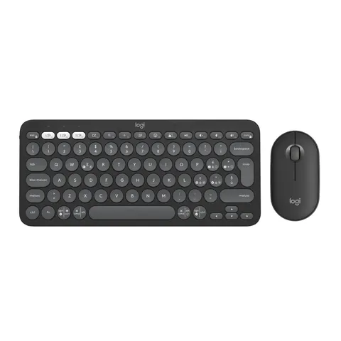 Logitech Pebble 2 Combo, kit tastiera e mouse wireless discreto, portatile e personalizzabile, Logi Bolt, Bluetooth, Easy-Switch per Windows, macOS, iPadOS, Chrome, Layout Italiano QWERTY - Grafite