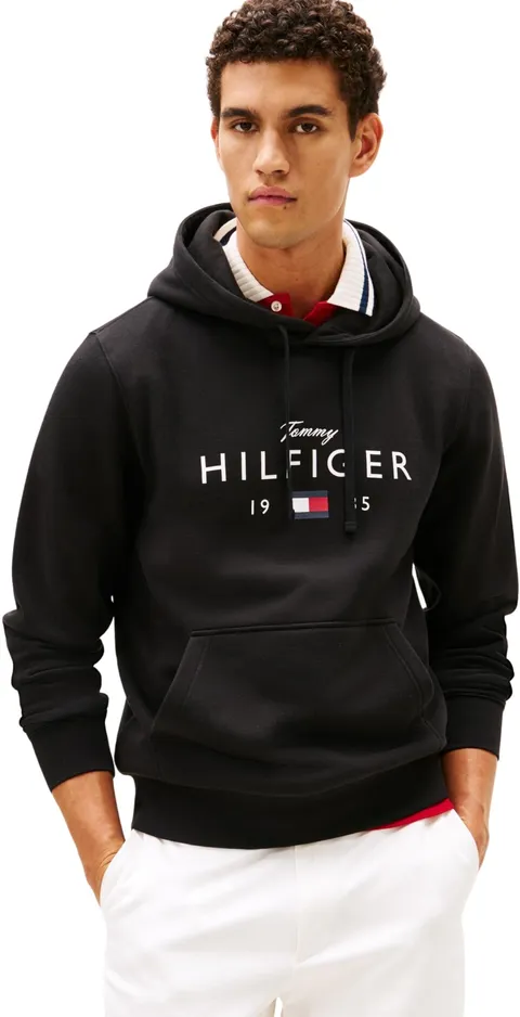 Tommy Hilfiger Felpa con Cappuccio da Uomo, Nero (Nero), S