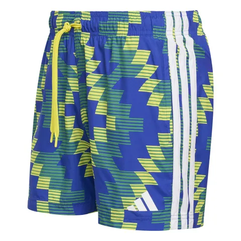 adidas Uomo Football-Inspired Graphic Swim 5 inch Swimwear, Bright Yellow/White, S
