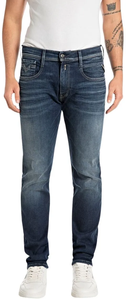 Replay Anbass Hyperflex Dust Jeans da Uomo, 007 Blu Scuro., 33W x 30L