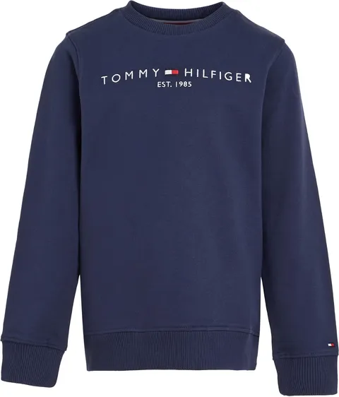 Tommy Hilfiger Bambini Unisex Felpa Essential Sweatshirt Senza Cappuccio, Blu (Twilight Navy), 18 Mesi