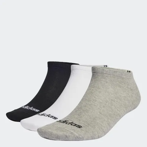 adidas Unisex - Bambini e ragazzi Thin Linear Low-Cut Socks 3 Pairs, Medium Grey