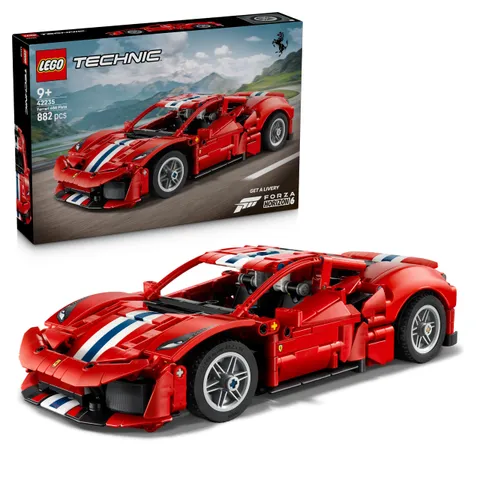 LEGO Technic Auto Ferrari 488 Pista - Macchina Giocattolo con Motore V8, Sterzo e
