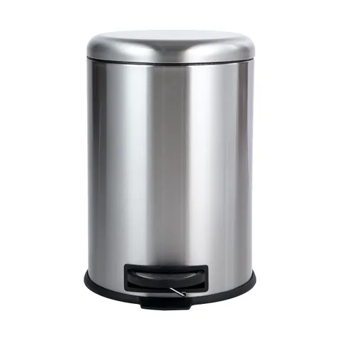 Amazon Basics Pattumiera Rotondo con pedale, in acciaio inox, 20 l