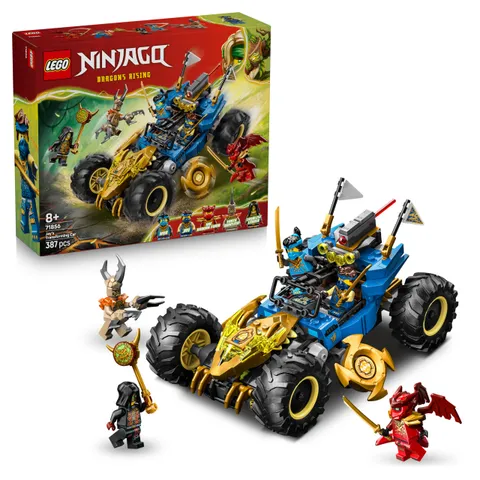 LEGO Ninjago 2 in 1 Auto Mutaforma di Jay - Macchina Giocattolo con 5 Minifigure Ninja