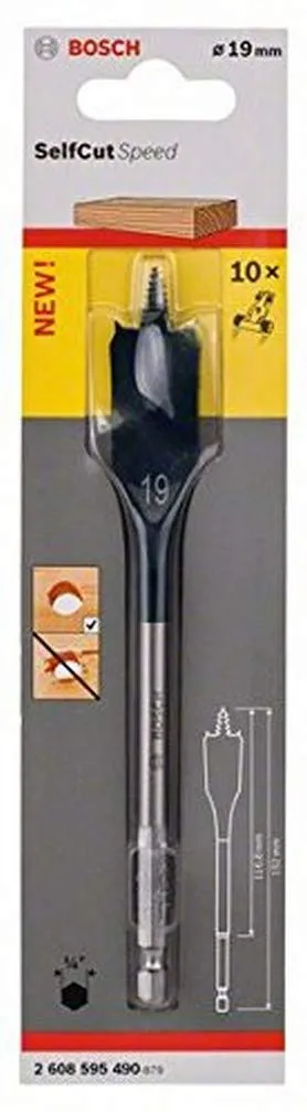 Bosch 2608595409 - Fresa piatta Self Cut Speed con attacco esagonale 6,3 mm Ø 19 mm