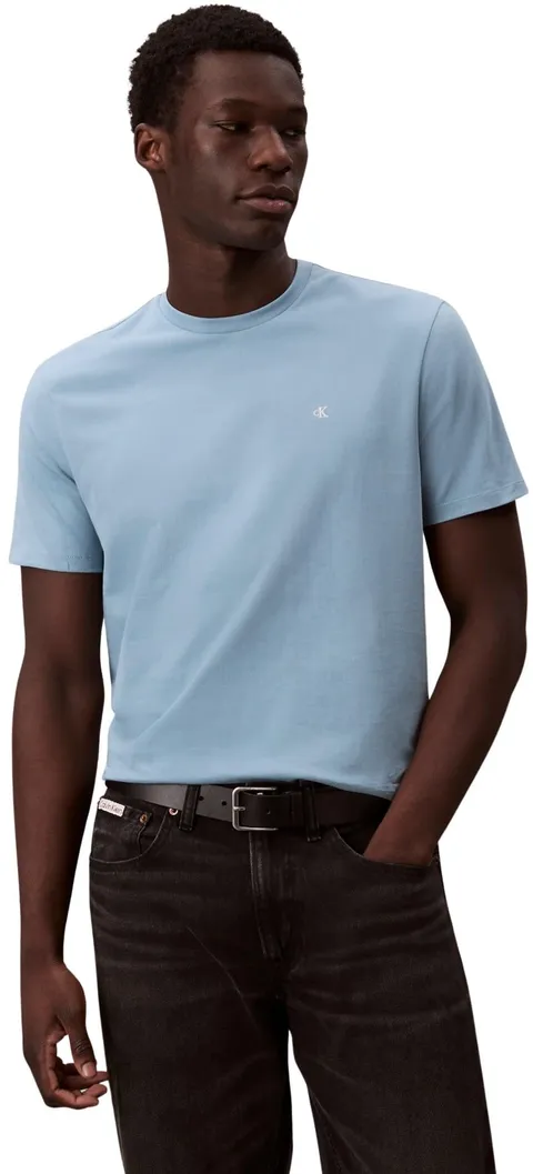 Calvin Klein Uomo T-Shirt Maniche Corte Classic Monogram Tee con Scollo Rotondo, Blu