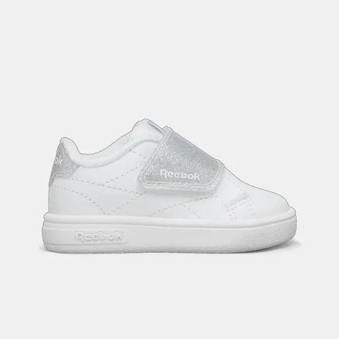 Reebok Unisex Baby Court Clean Hook & Loop Sneaker, Bianco/Argento, 24 EU, Bianco e