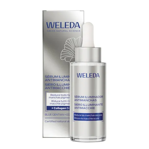Weleda BLU Gentian Siero Anti-macchie Illuminante, con genziana blu e stella alpina