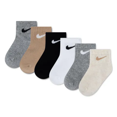 Nike Swoosh 6Pk Ankle So Calzini per bimbi Dk Grey Heather/Black 12/24 mesi