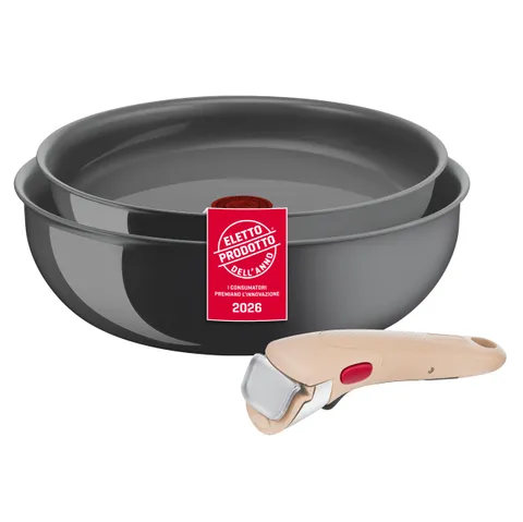 Lagostina Ingenio Vivissima, Set Padella 24cm e Wok 26cm in Ceramica Antiaderente con