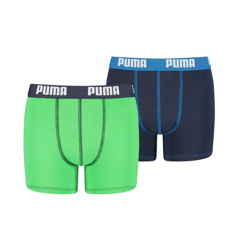 PUMA Everyday Basic Boxers 2P, Biancheria Intima, Bambini e ragazzi, Green/Blue, 146-152