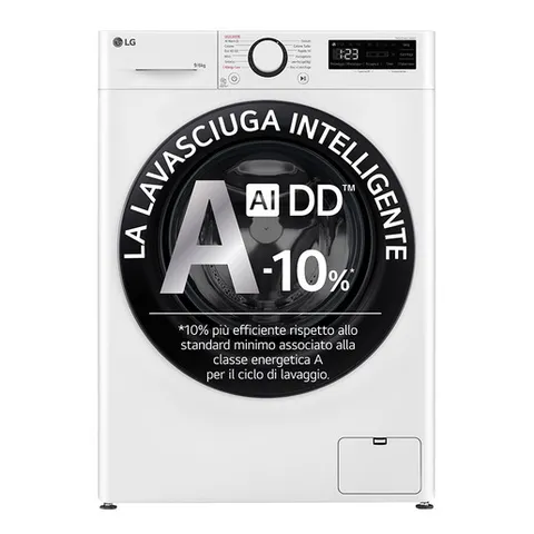 LG AI DD D4R3009NSWB Lavasciuga 9/6kg (1400 giri, Classe A-10%)