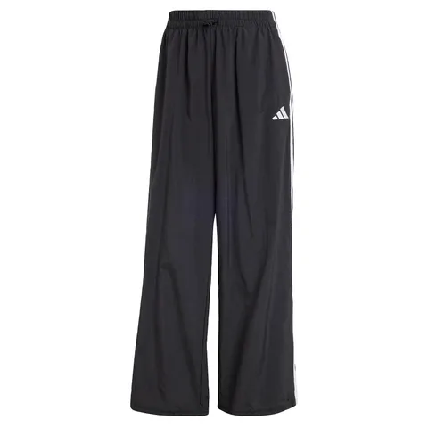 adidas Donna Essentials 3-Stripes Lifestyle Woven Parachute Pants, Black/White, XL