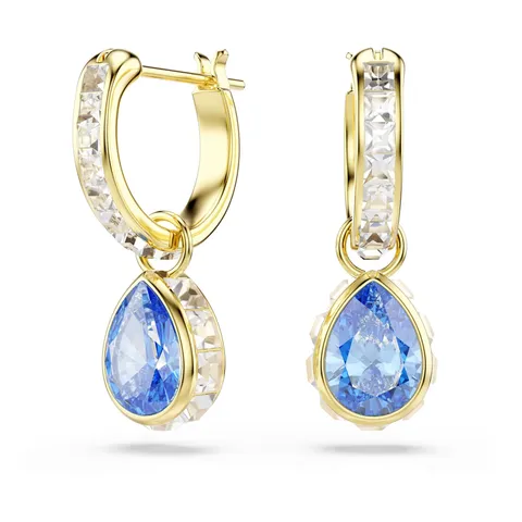 Swarovski Orecchini pendenti Chroma, Taglio Pear, Blu, Finitura oro 18K