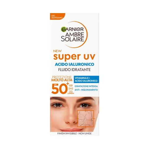 Garnier Ambre Solaire Fluido Idratante all'Acido Ialuronico SPF50+ 40ML