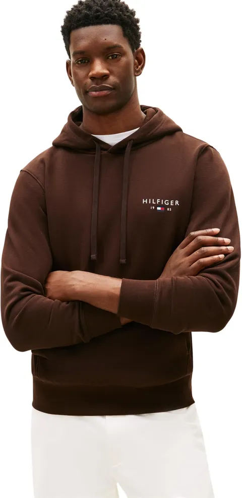 Tommy Hilfiger Felpa con Cappuccio da Uomo Brand Love Small Hilfiger MW0MW41429, Marrone