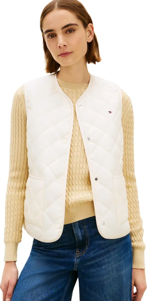 Tommy Hilfiger Donna Gilet Padded Quilted Gilet Imbottito, Rosso (Calico), S
