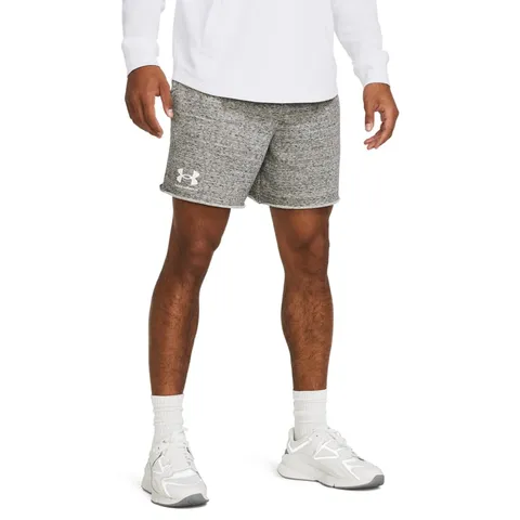 Under Armour Uomo Rival Terry 6" Short, Pantaloni Corti Allenamento, Palestra e Corsa Leggeri, Shorts Sportivi Versatili e Traspiranti con Tasche,Onyx White/Onyx White,MD