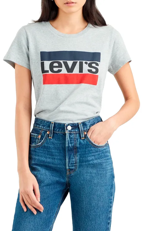Levi's The Perfect Tee, T-Shirt Donna, Sportswear Logo Heather Grey, S
