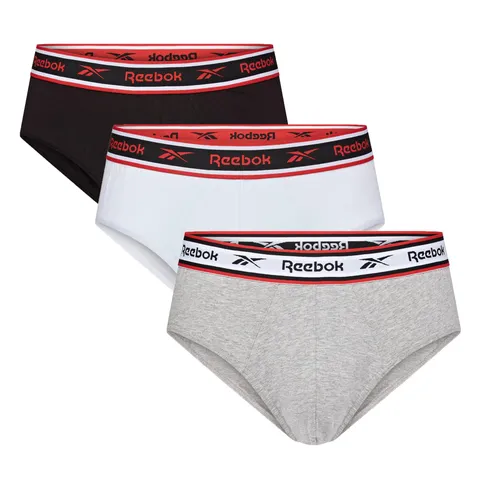 Reebok Uomo, Slip, Nero/Bianco/Grigio, Confezione da 3, XL