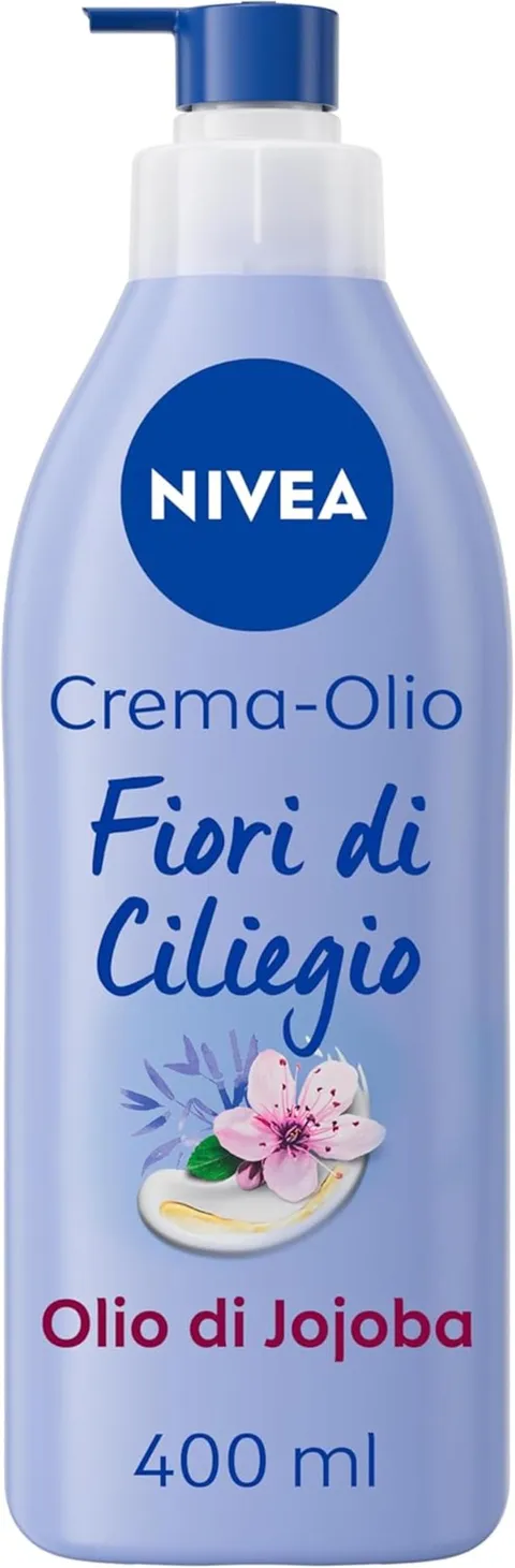 Nivea CremaOlio Fiori di Ciliegio & Olio di Jojoba 400 ml, Crema idratante corpo 48h