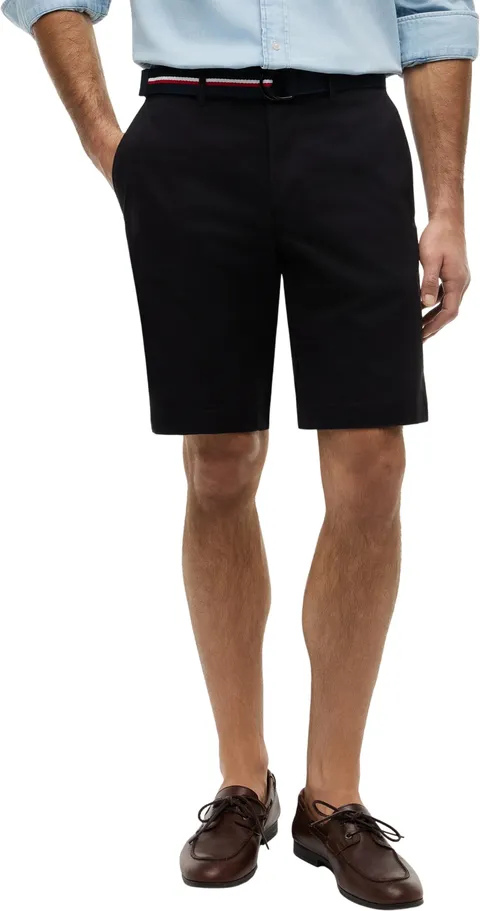 Tommy Hilfiger Uomo Pantaloncini Chino Denton Twill con Cintura Rimovibile, Nero (Black)