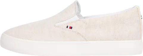 Tommy Hilfiger Uomo Sneakers Vulcanizzate Low Slip On da Infilare, Bianco (Ecru), 41