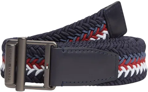 Tommy Hilfiger Uomo Cintura Buckle Webbing 3,5 cm con Fibbia Scorrevole, Blu (Space