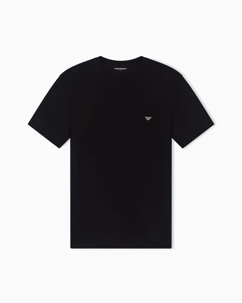 Emporio Armani T-Shirt Girocollo da Uomo in Morbido Modal Nero L