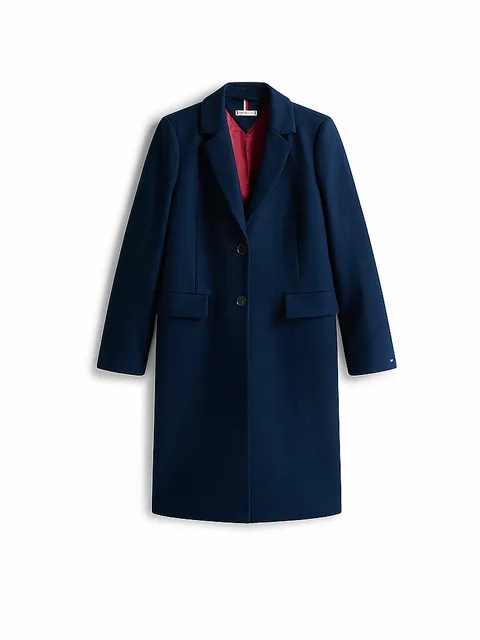 Tommy Hilfiger Donna Cappotto Classic Wool Monopetto, Blu (Dark Night Navy), 44