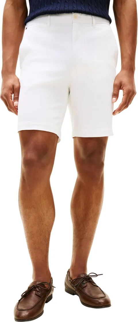 Tommy Hilfiger Uomo Pantaloncini Chino Dover Twill in Cotone Elasticizzato, Bianco (TH