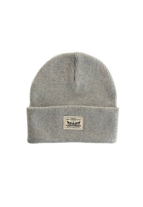 Levi's Backpatch Beanie, Regular Grey, Un Uomo, Grigio Regolare, Taglia Unica