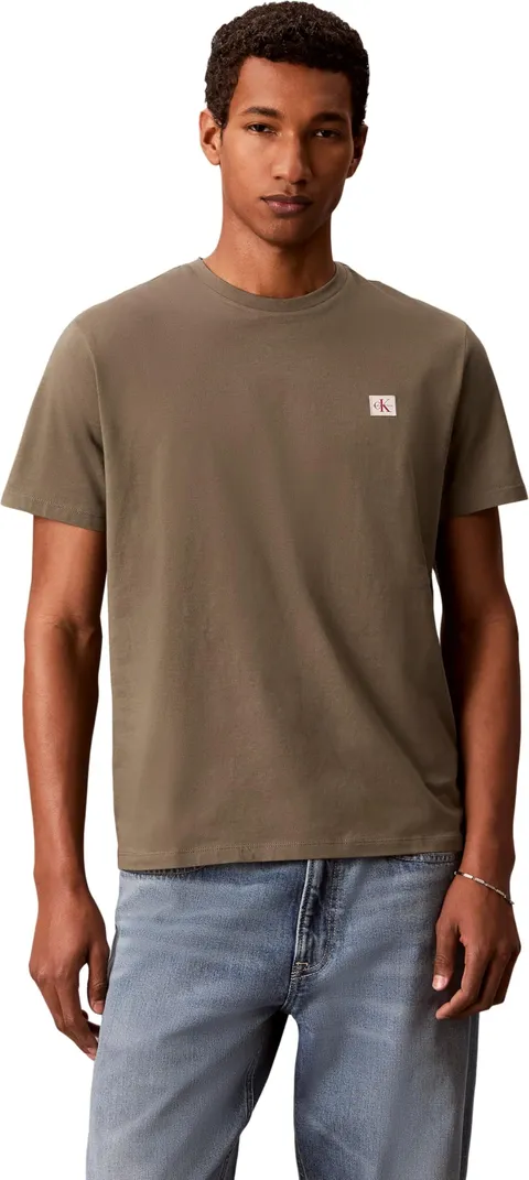 Calvin Klein Maglietta Classica da Uomo SS Badge 30S Lv04Rc272G, Beige (Verde Oliva), M