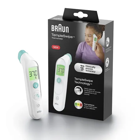 Braun Sensian Swipe 5 Termometro frontale, Tecnologia TempleSwipe, Display digitale con