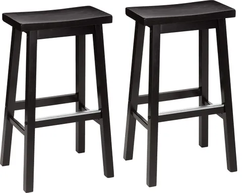 Amazon Basics Set di 2 sgabelli da bancone della cucina, in legno massello, colore nero