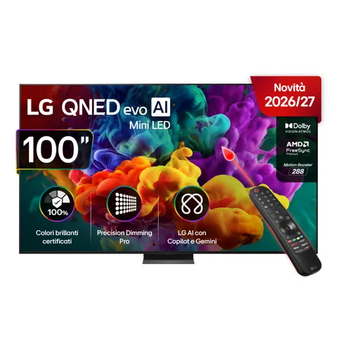 LG QNED evo AI MiniLED 100 pollici Serie QNED87B 100QNED87B6, Smart TV 4K, Dolby Vision &