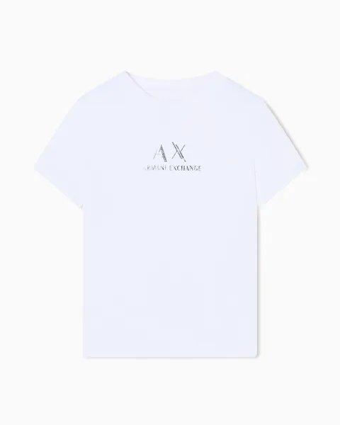 Armani Exchange Maglietta da Donna Regular Boxy Chest Logo, Bianco Ottico, XL
