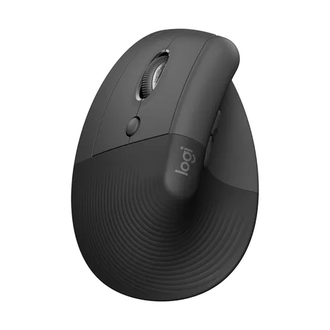 Logitech Lift Left Mouse Ergonomico Verticale, per Mancini, Senza Fili, Bluetooth o Logi Bolt USB, Clic Silenziosi, 4 Tasti, Compatibile con Windows/macOS/iPadOS, Laptop, PC - Grafite