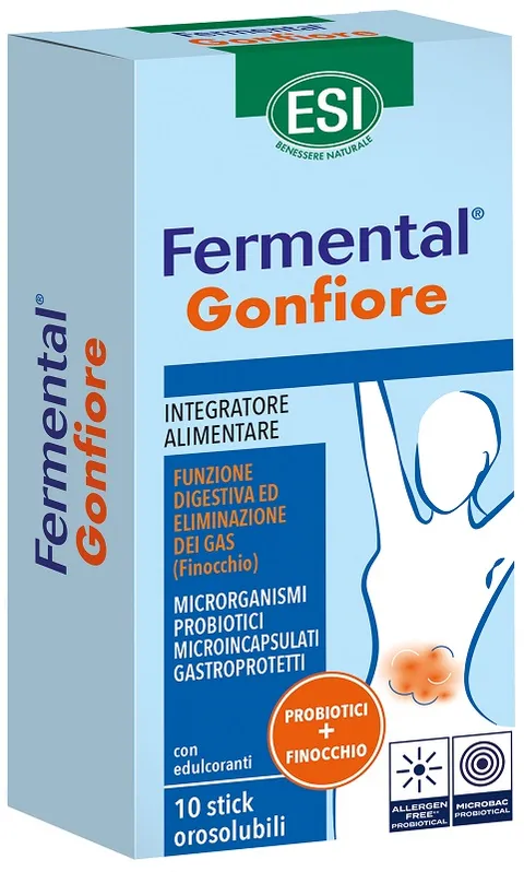 ESI, Fermental Gonfiore, Integratore Alimentare per il Gonfiore Addominale, a Base di